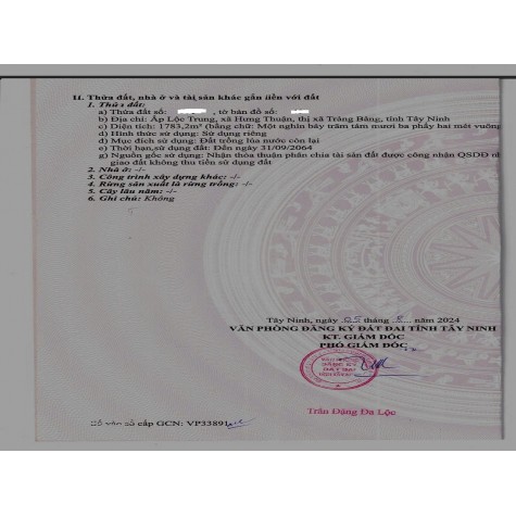 BÁN ĐẤT KHU NGHỈ DƯỠNG TRẢNG BÀNG , TÂY NINH